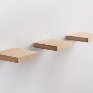 Floating Wall Shelf – Small Wooden Shelf, Square Hanging Shelf, Mini Wall Plant Holder, Oak Wood Shelf, Easy to Install Decor