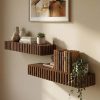 Handmade Fluted Wood Floating Shelf | Layered Scalloped Trim